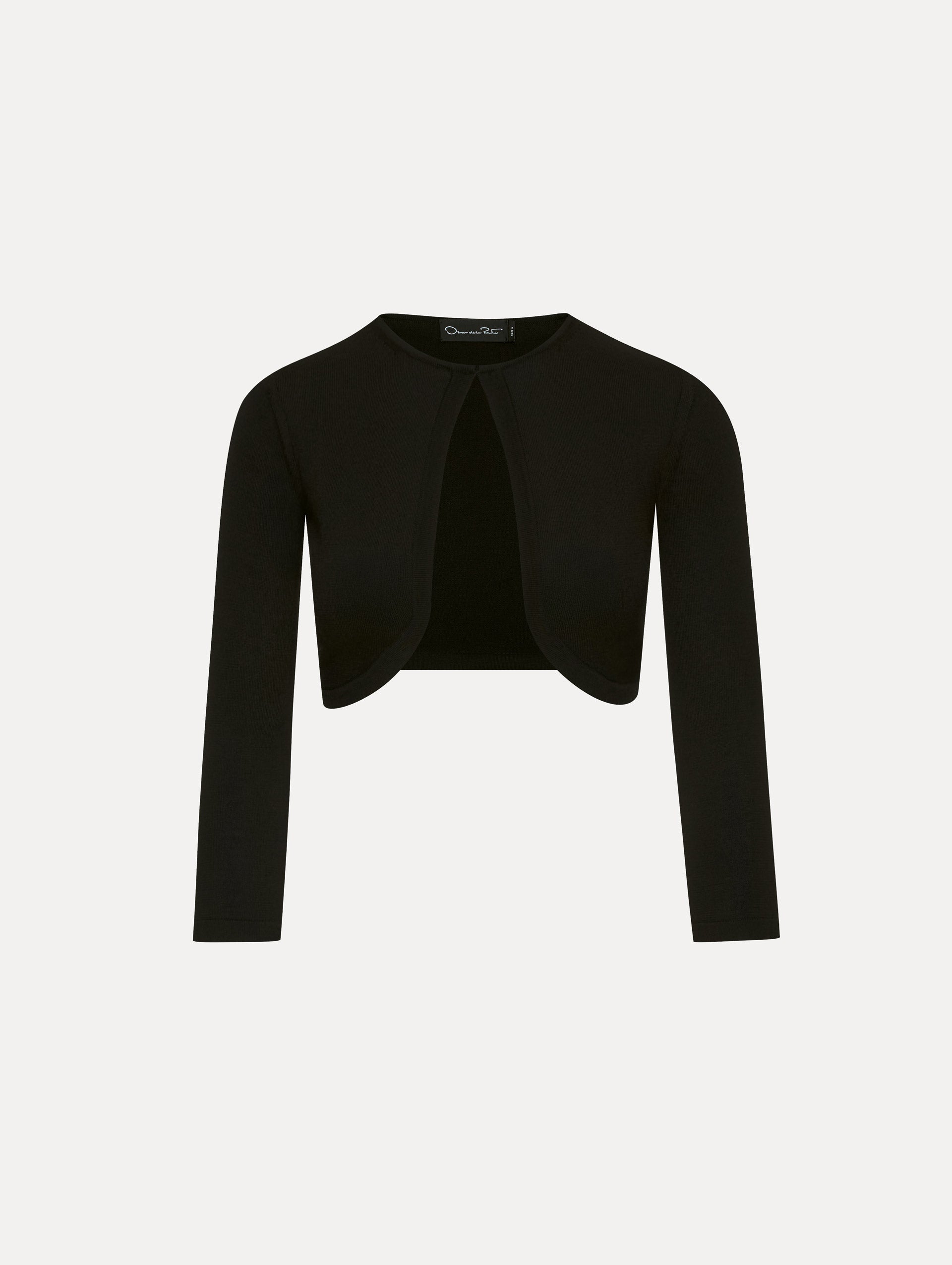 Black Long Sleeve Crop Cardigan‌
