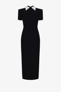 Embroidered collar with holes dress