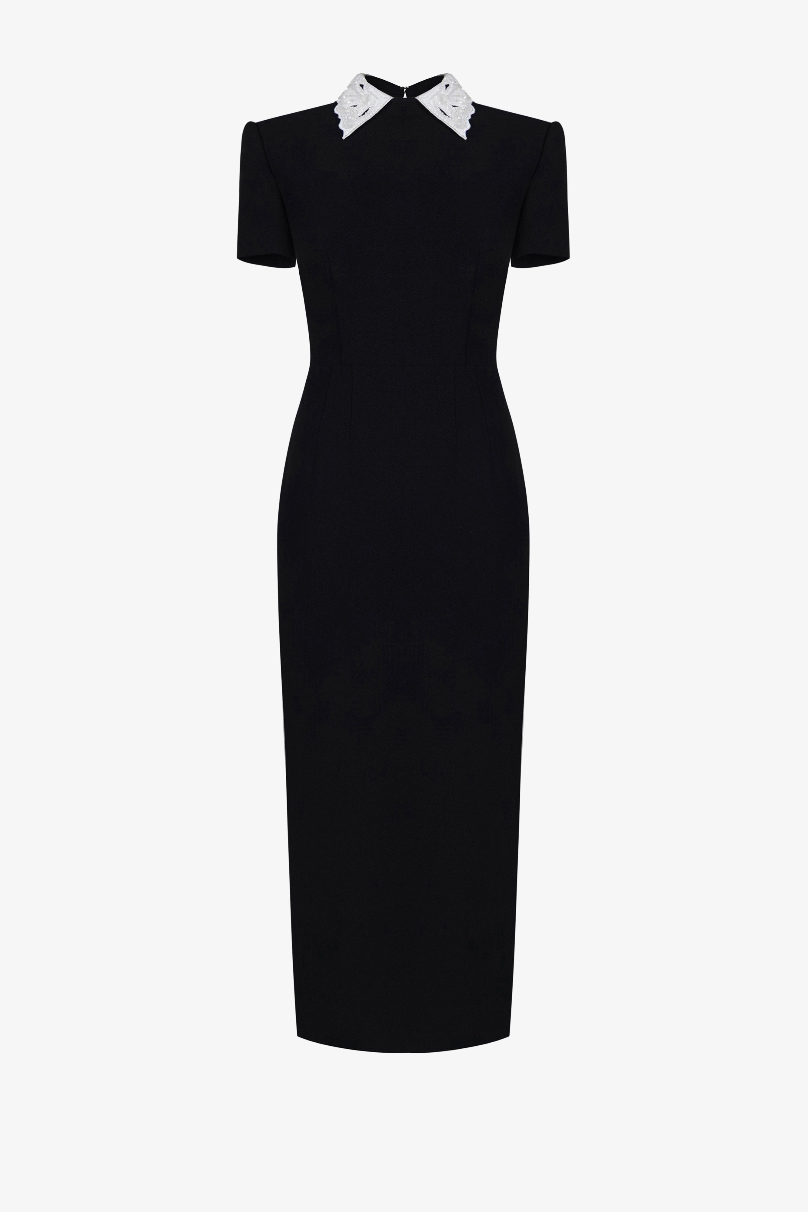 Embroidered collar with holes dress