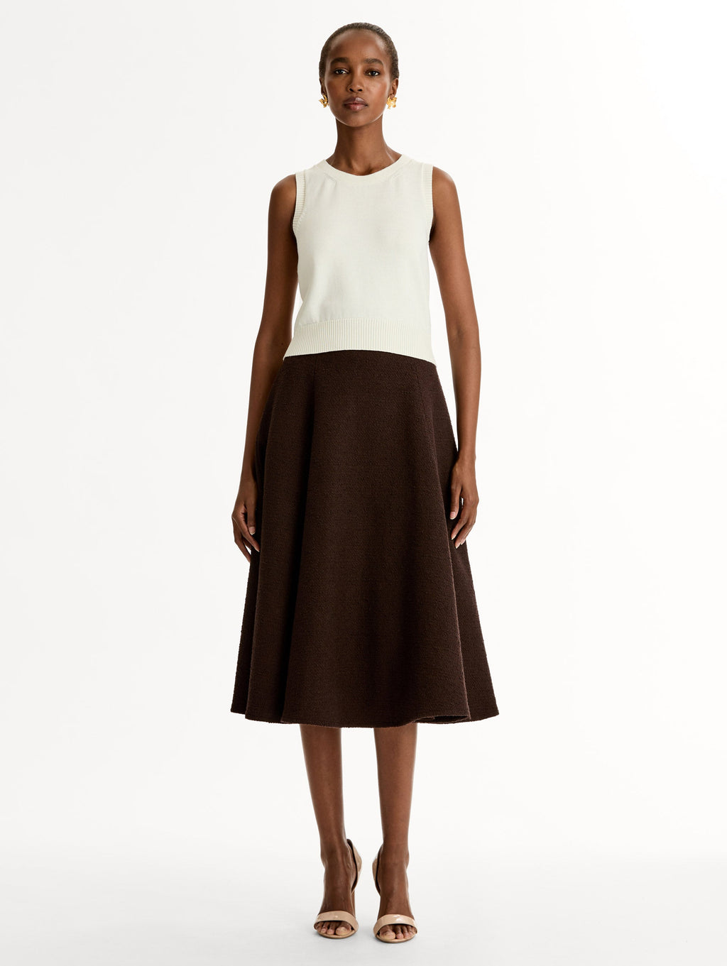 Cream Ribbed Sleeveless Cardigan