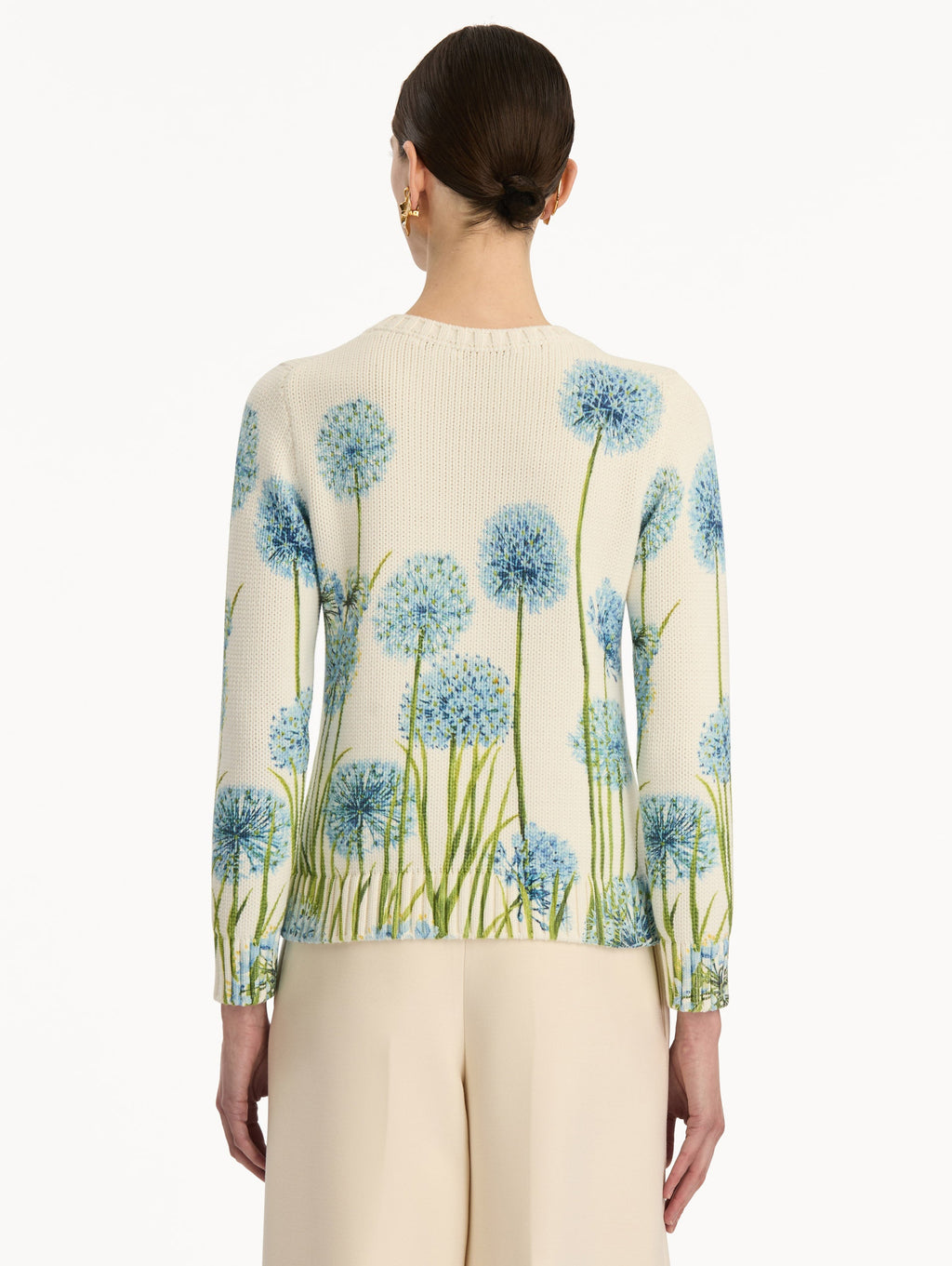 Cream Embroidered Flower Sweater