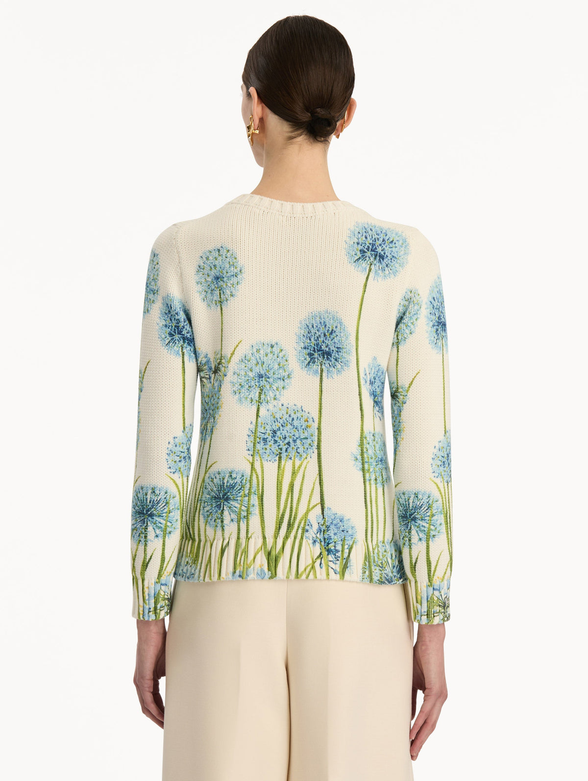 Cream Embroidered Flower Sweater