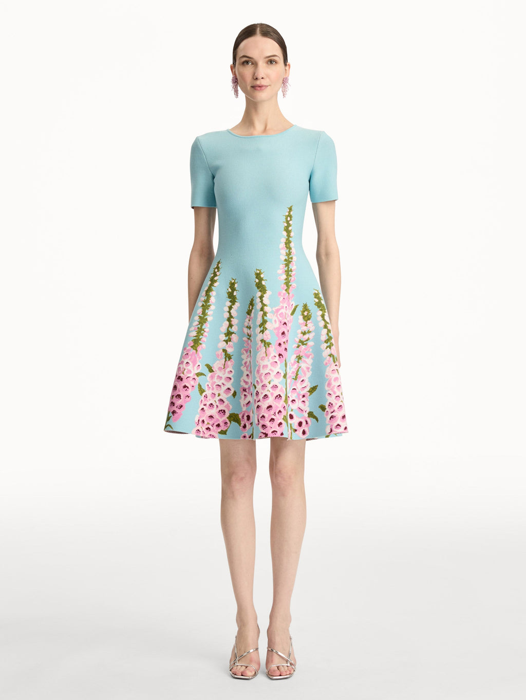Blue Embroidered A-Line Gown