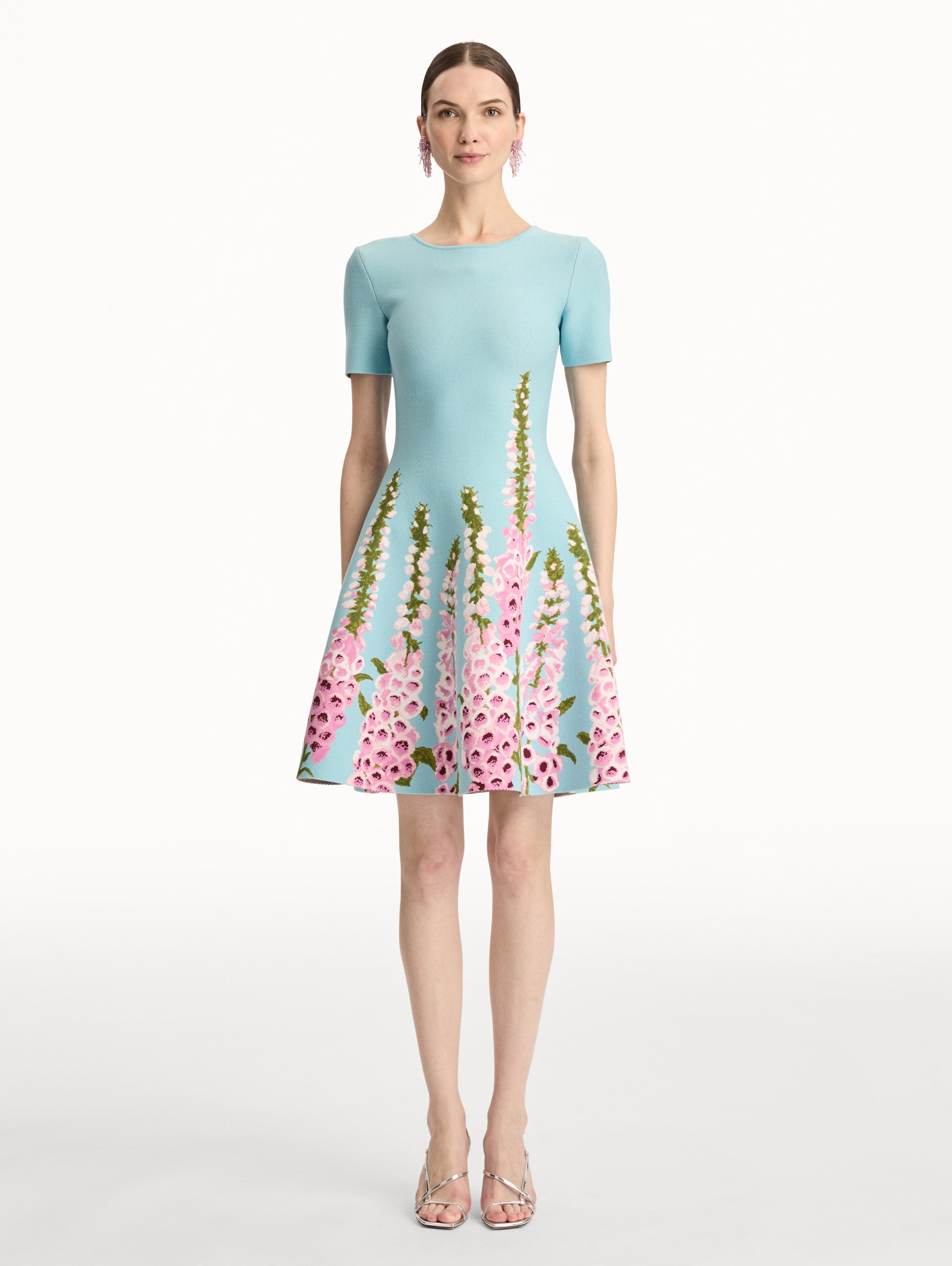 Blue Embroidered A-Line Gown