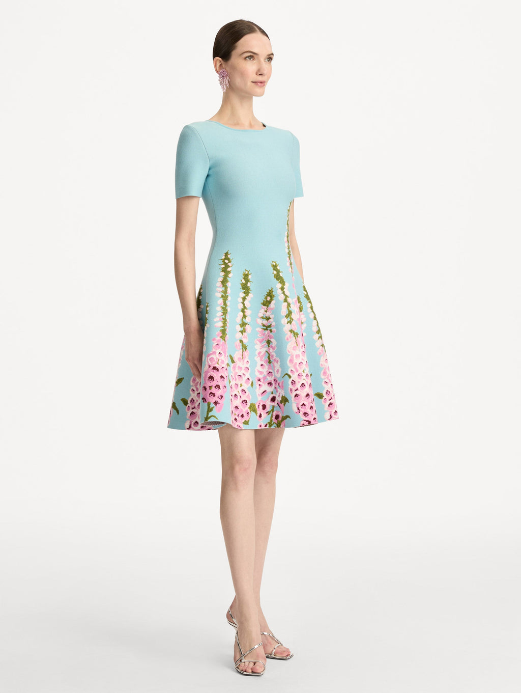 Blue Embroidered A-Line Gown