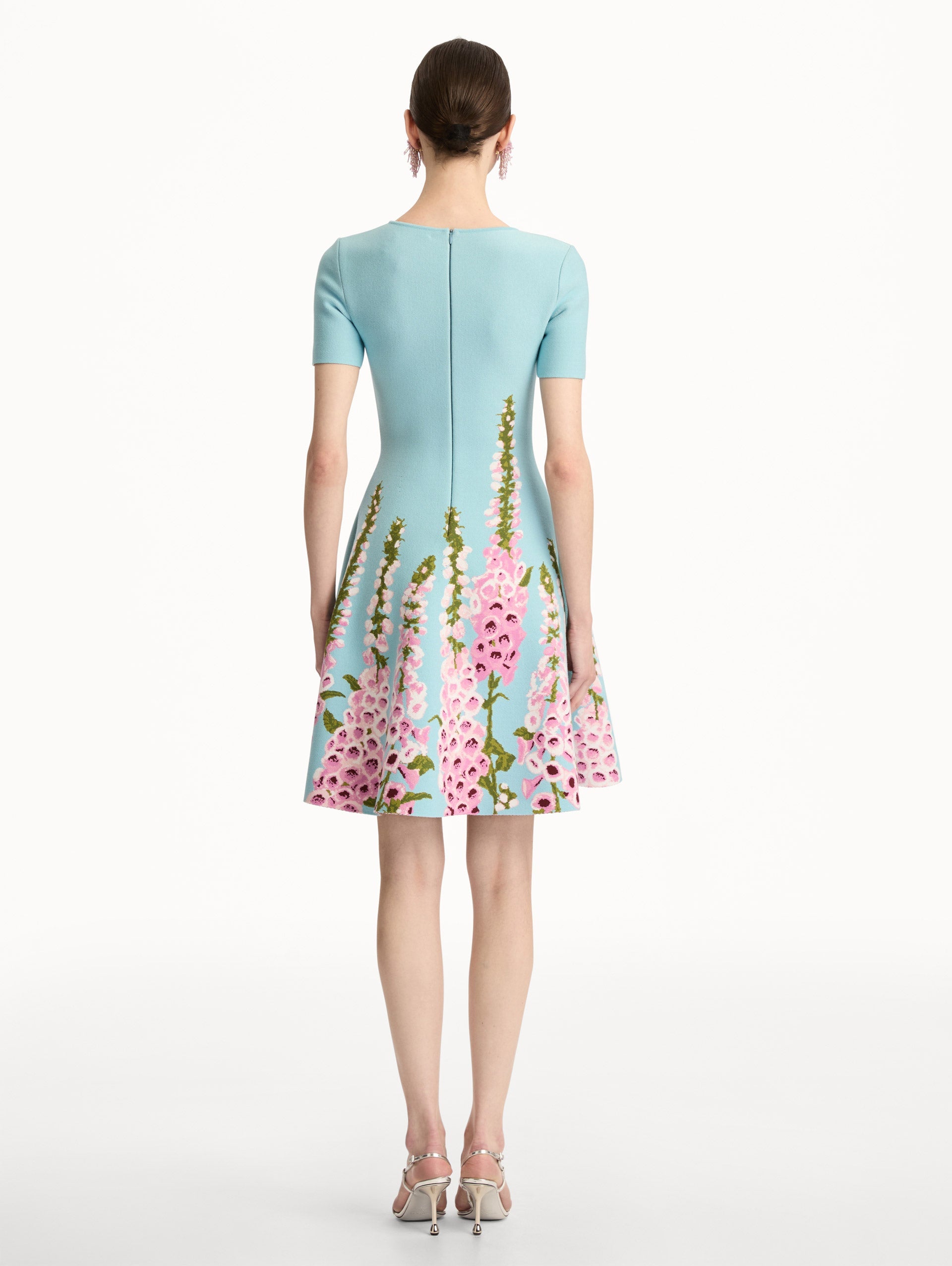 Blue Embroidered A-Line Gown