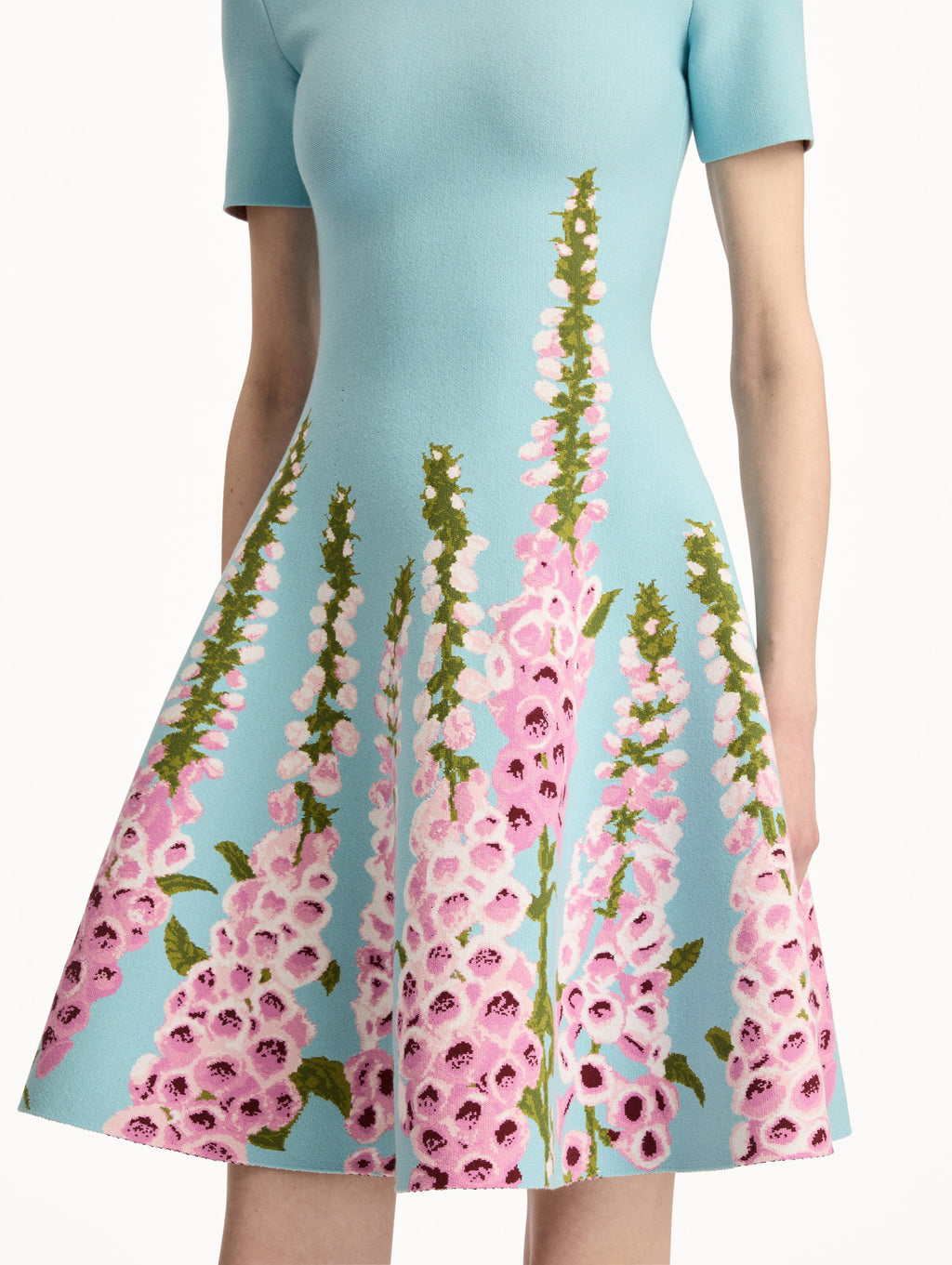 Blue Embroidered A-Line Gown