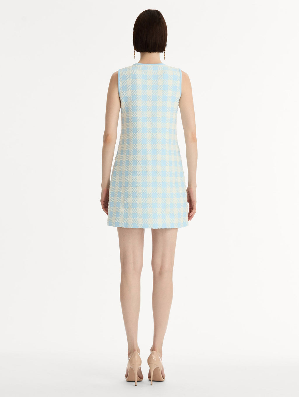 ‌Light Blue Gingham Sheath Dress