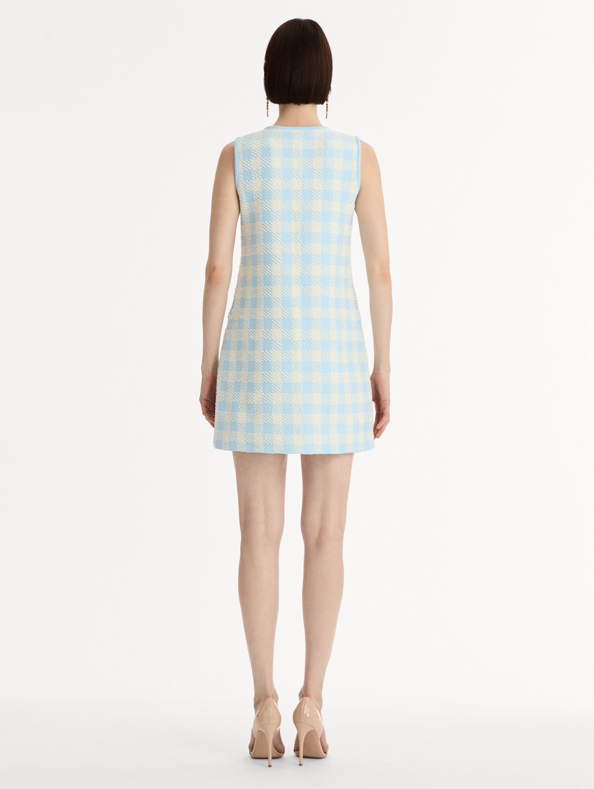 ‌Light Blue Gingham Sheath Dress