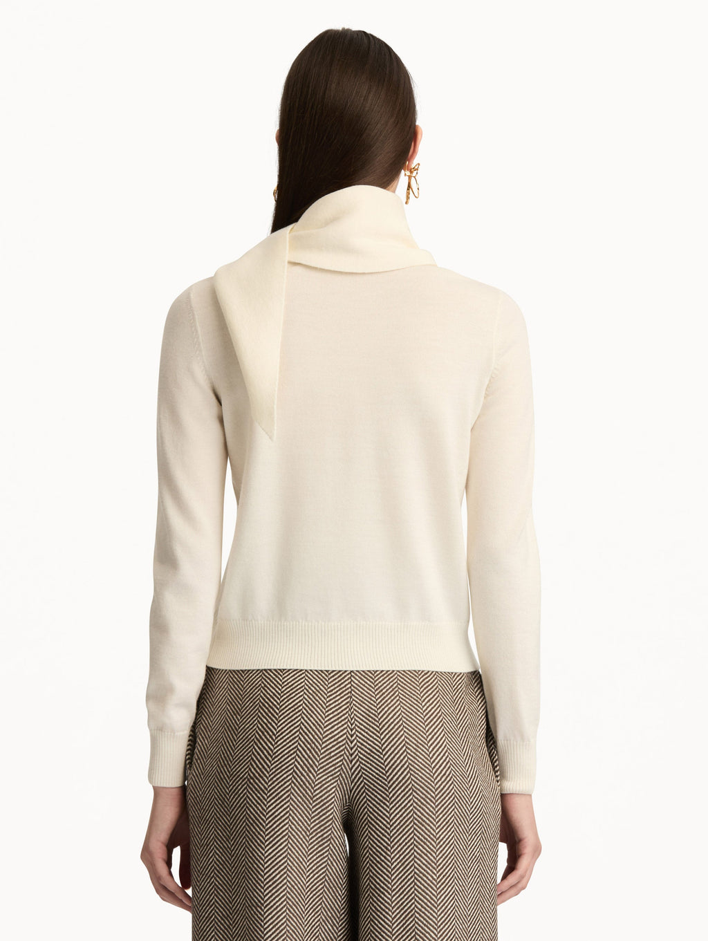 Elegant Scarf-Neck Sweater‌