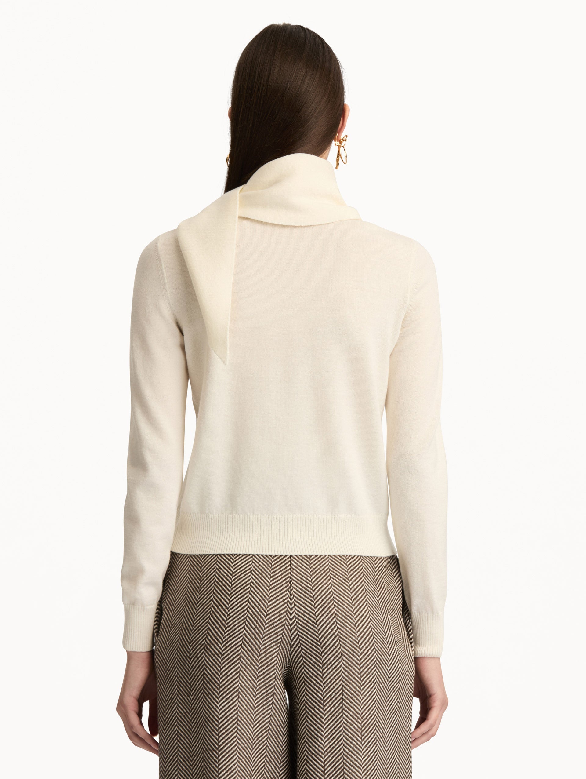 Elegant Scarf-Neck Sweater‌