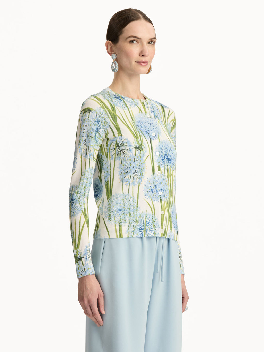 Cream Embroidered Flower Cardigan