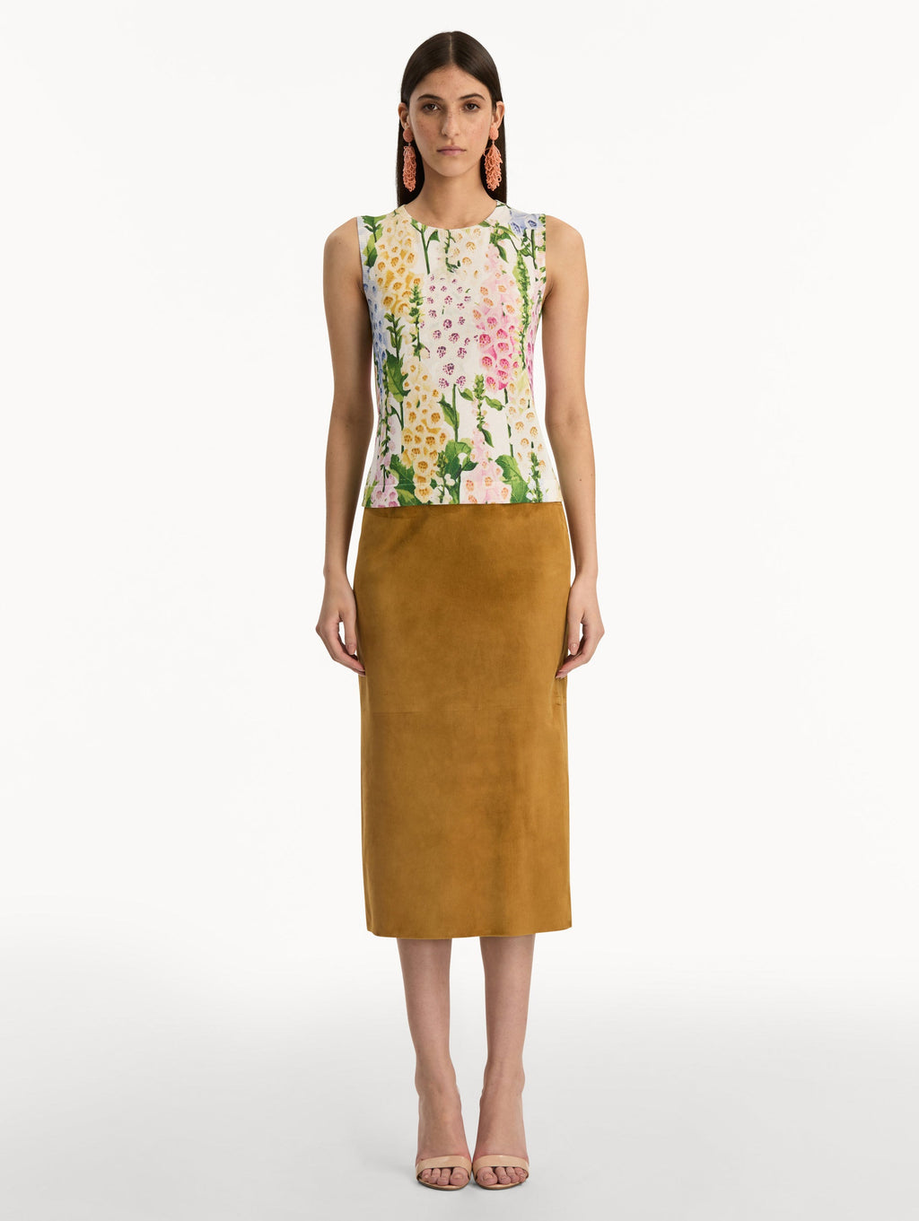 Botanical Print Sleeveless Blouse