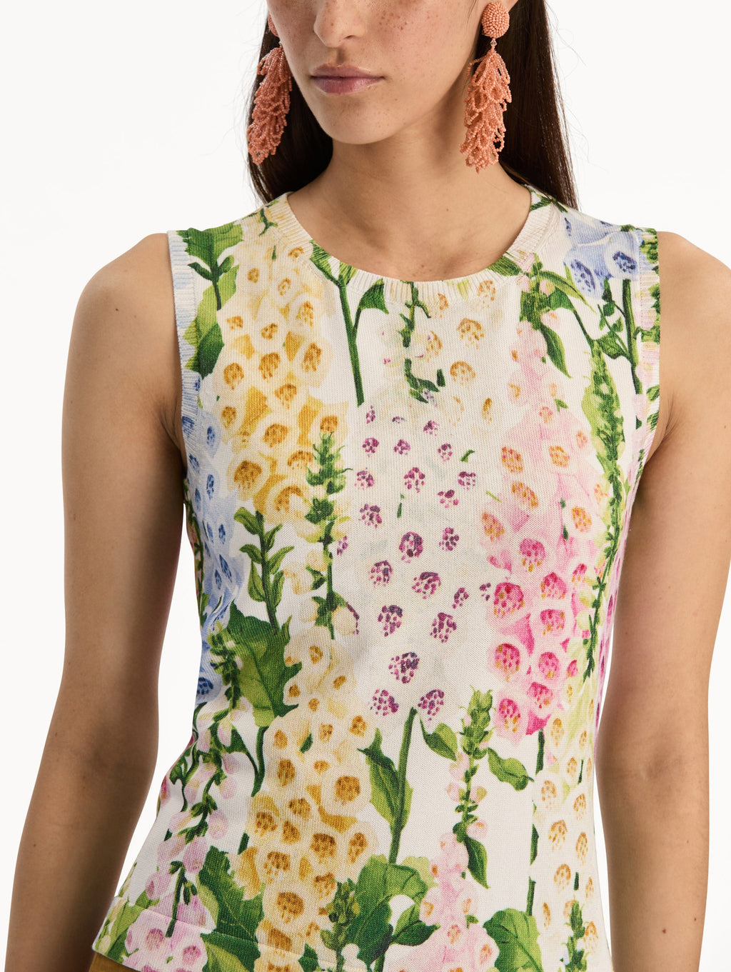 Botanical Print Sleeveless Blouse