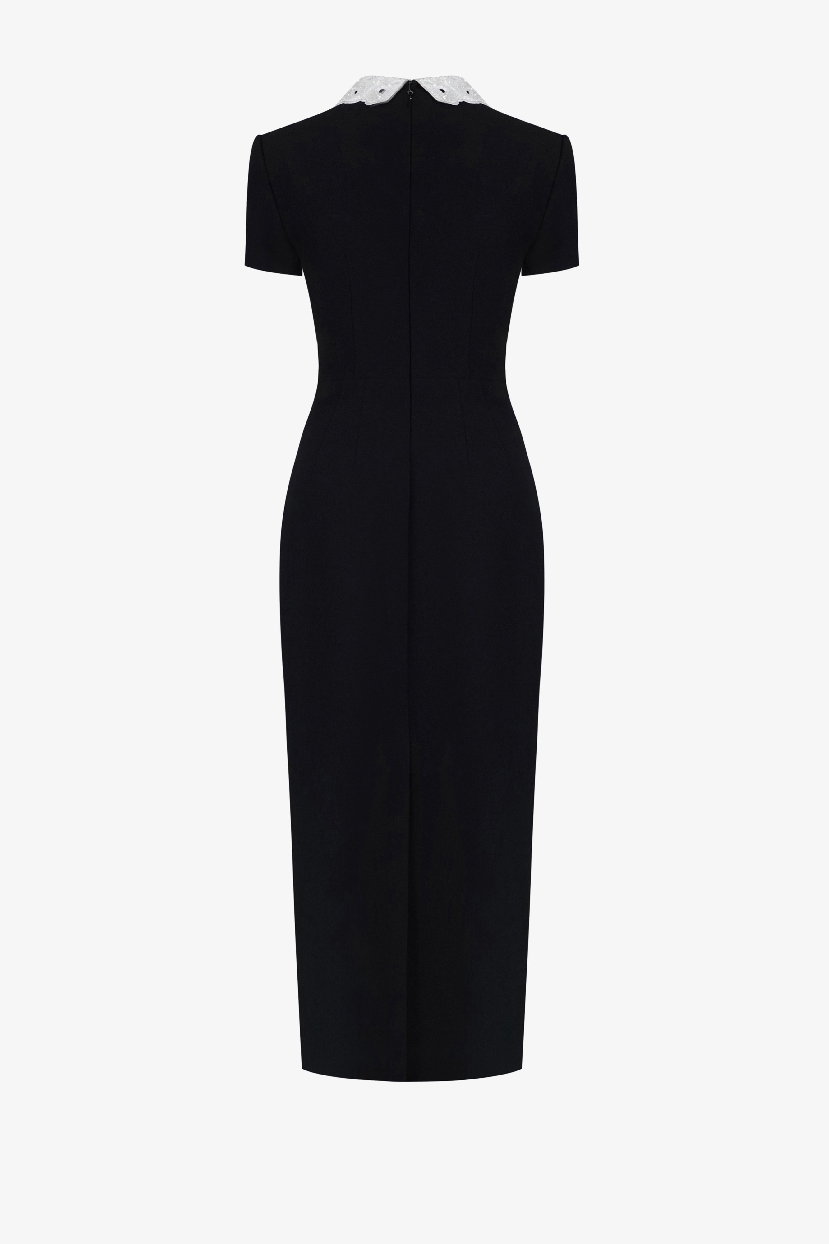 Embroidered collar with holes dress
