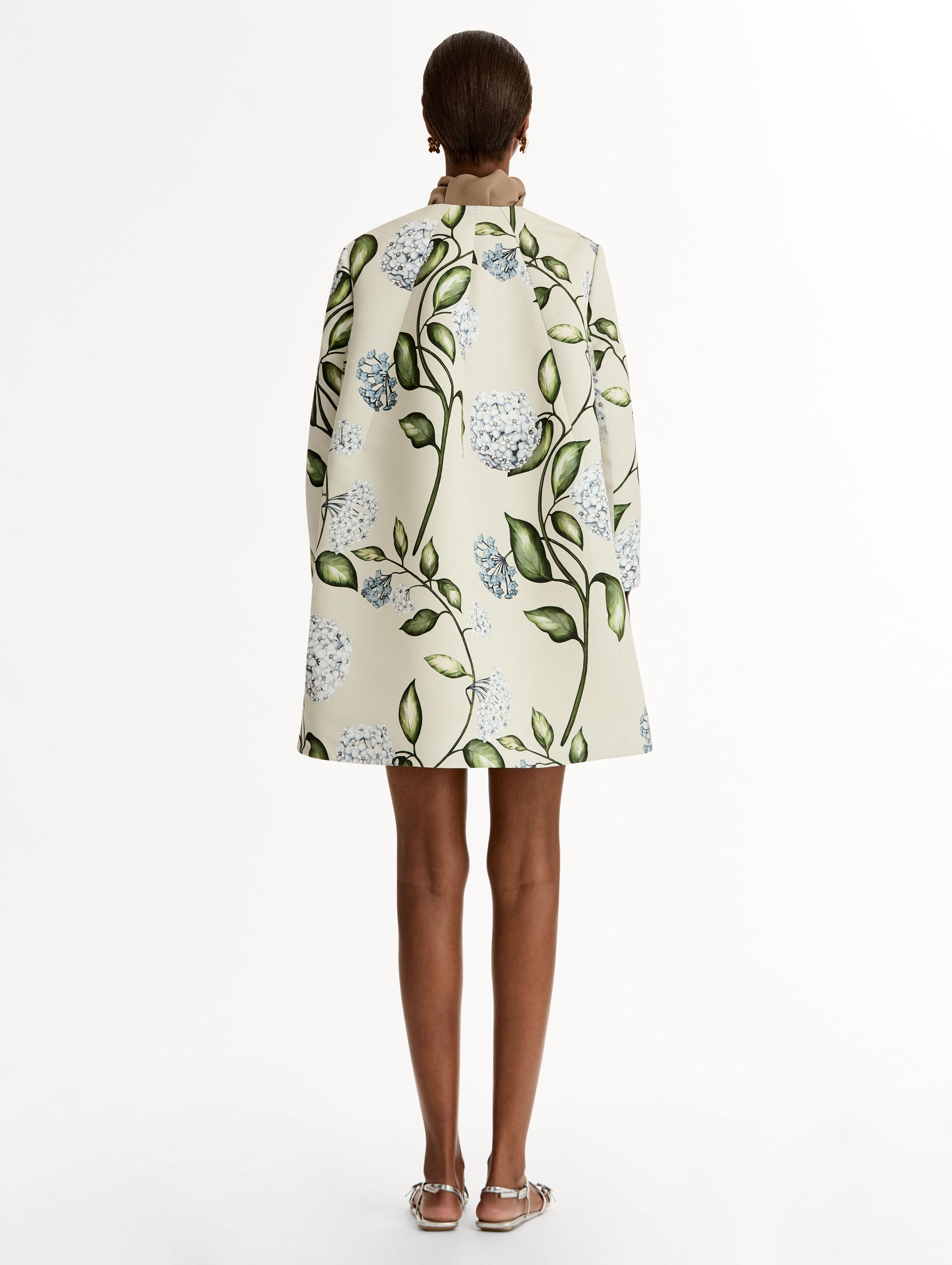Floral Pattern Open-Front Coat