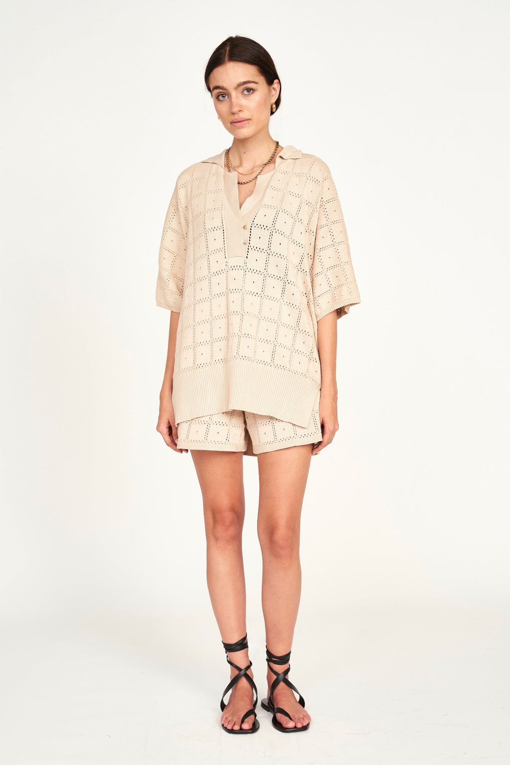 Pointelle Knit Top in Shell