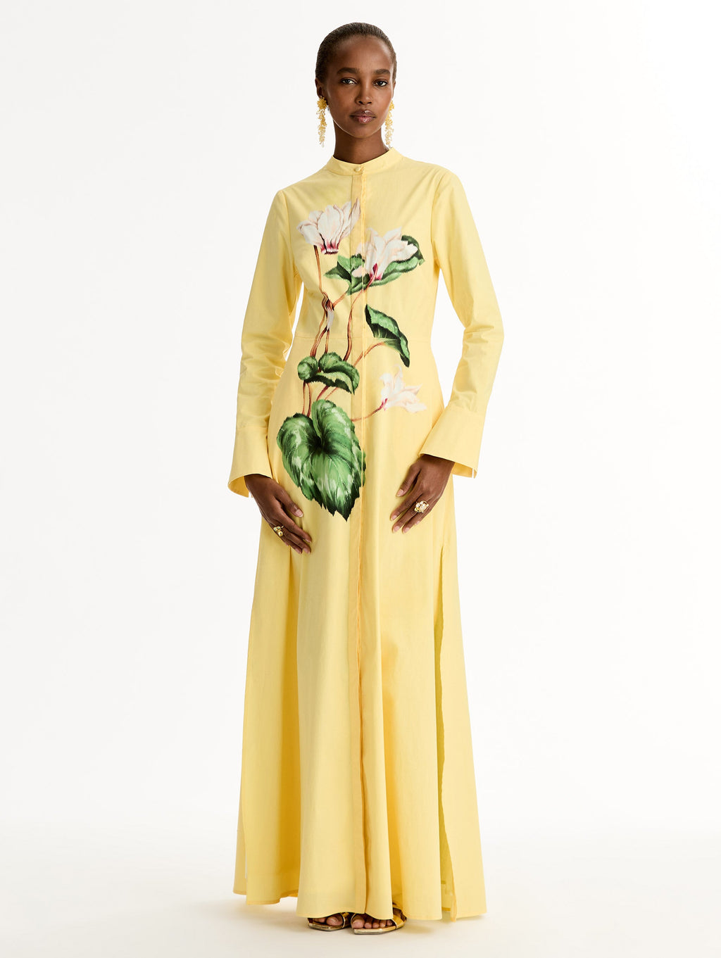 Cyclamen Patterned Floor-Length Gown