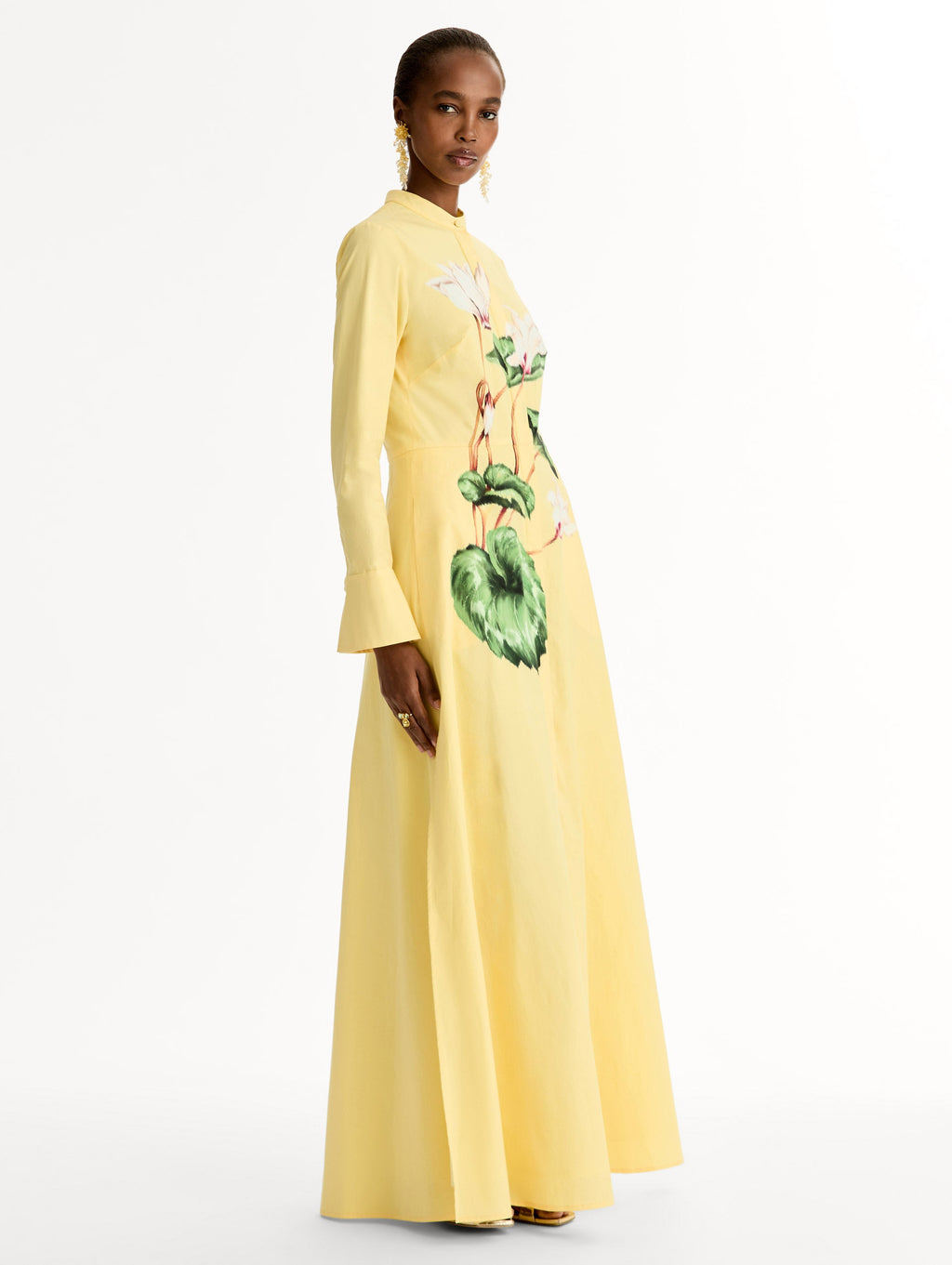 Cyclamen Patterned Floor-Length Gown