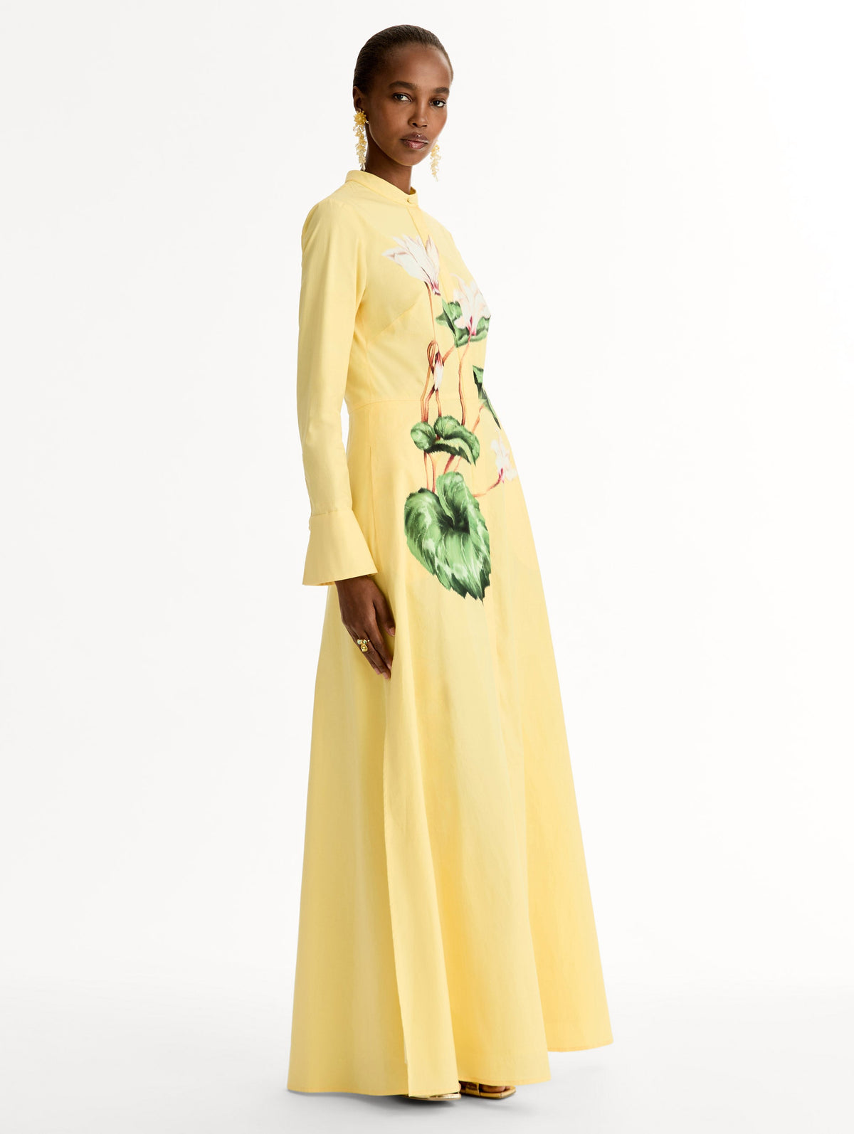 Cyclamen Patterned Floor-Length Gown