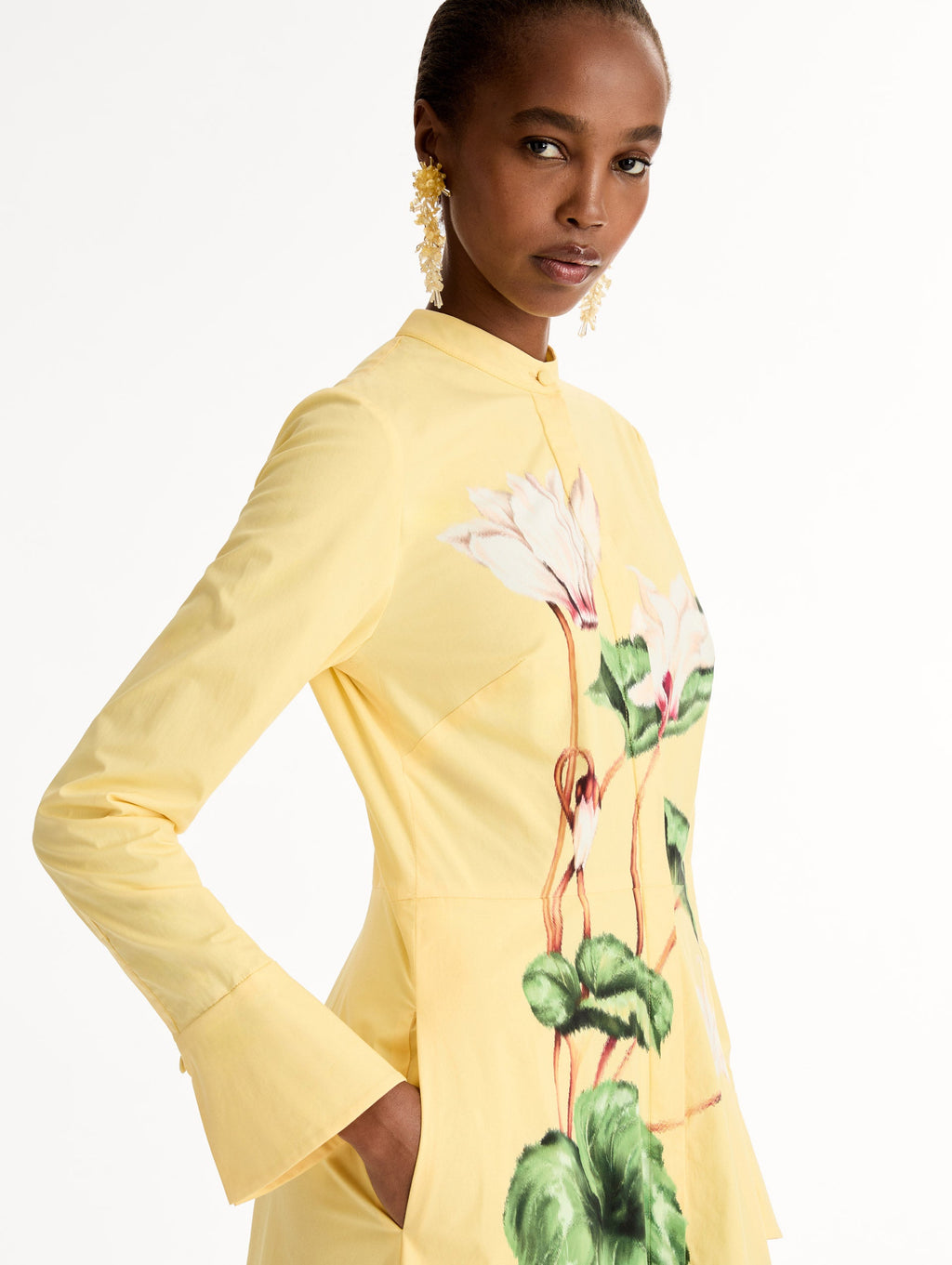 Cyclamen Patterned Floor-Length Gown
