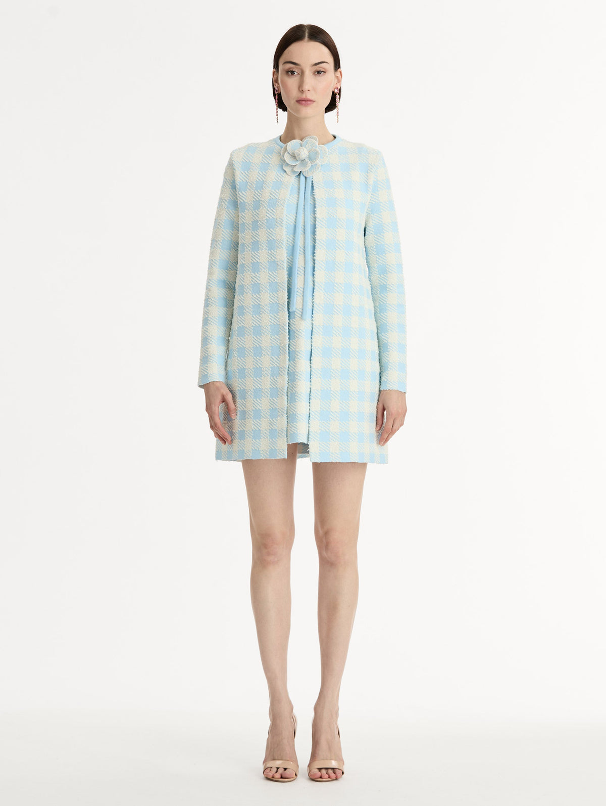 Checkered Floral Tweed Jacket