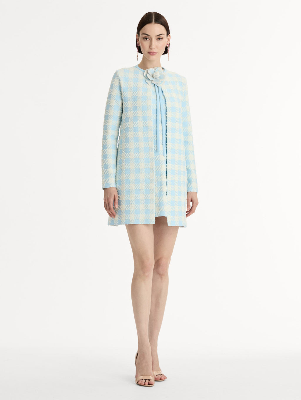 Checkered Floral Tweed Jacket