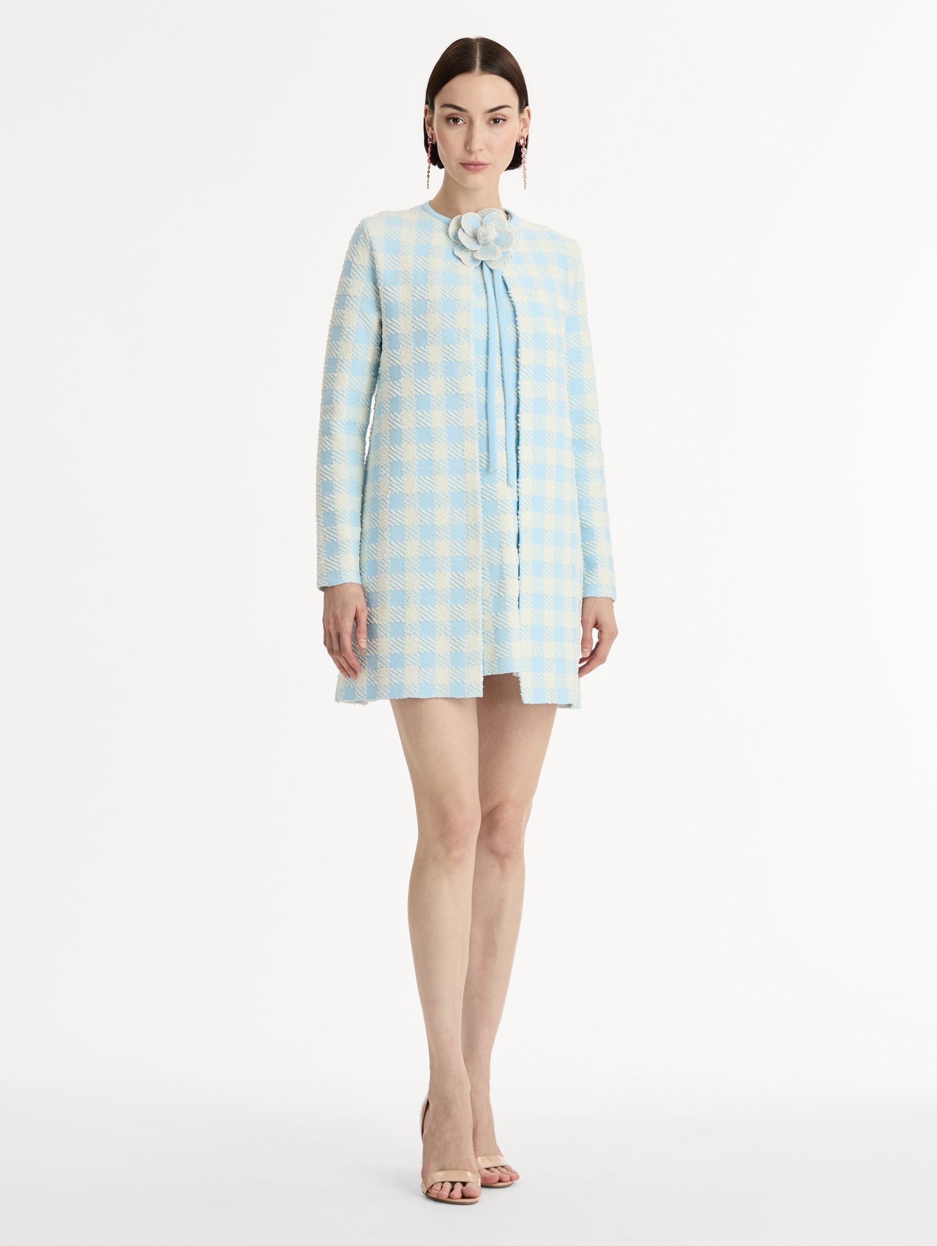 Checkered Floral Tweed Jacket