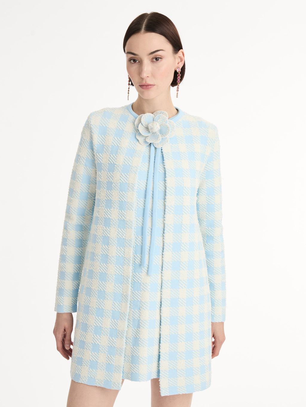 Checkered Floral Tweed Jacket