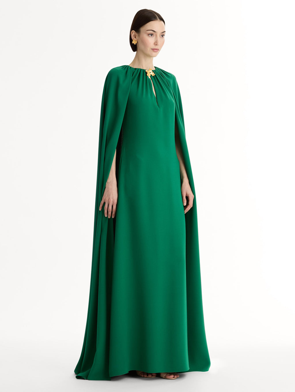 High-Neck Green Maxi Dress