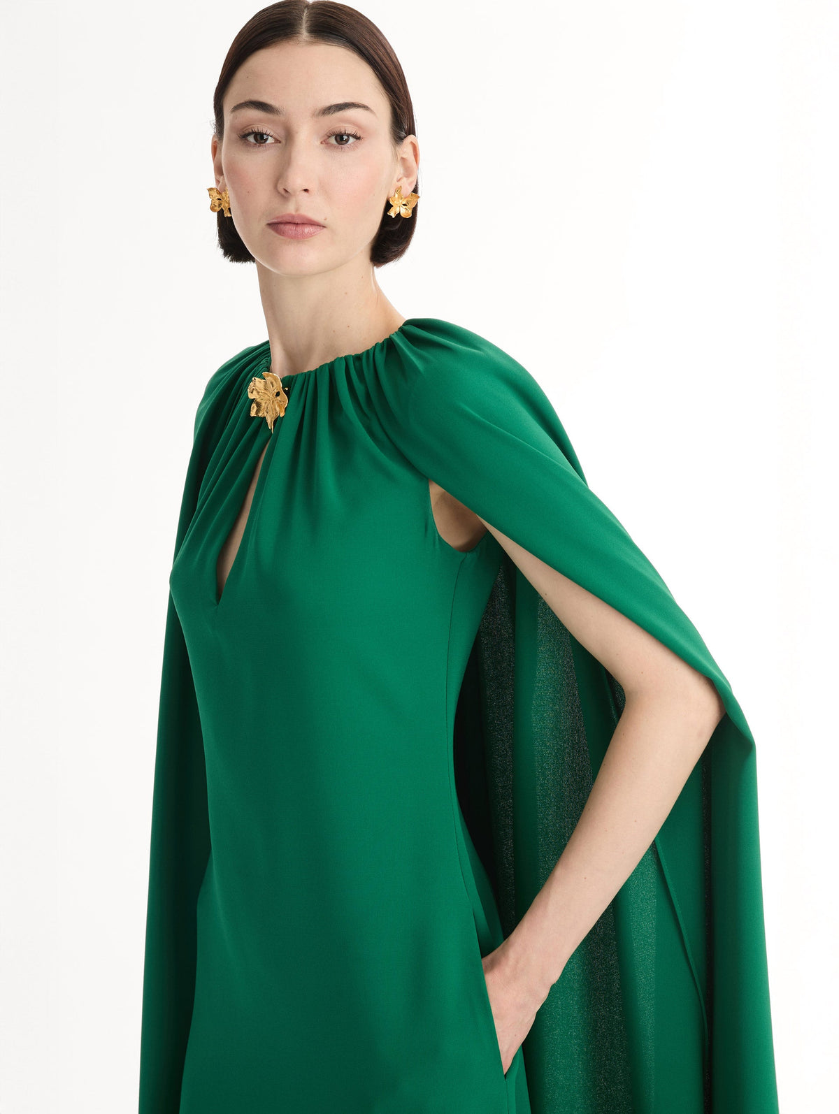 High-Neck Green Maxi Dress