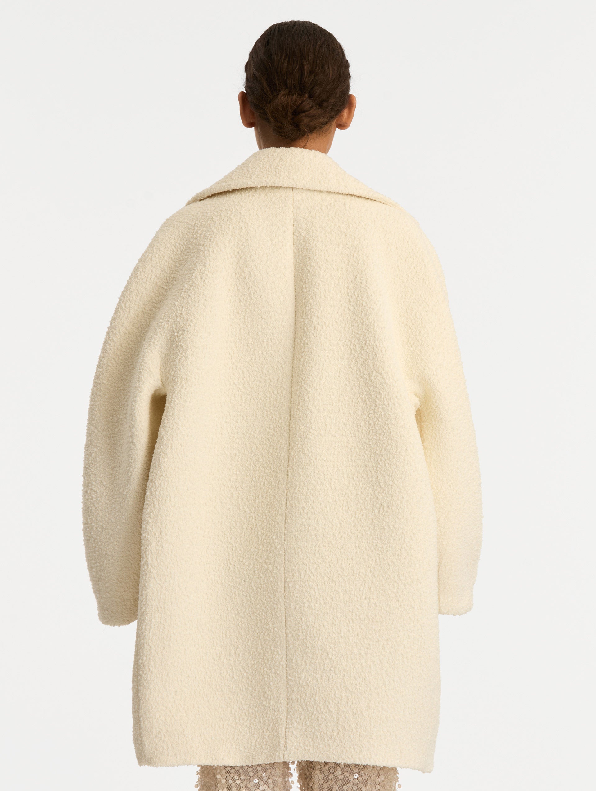 Floral Button Longline Bouclé Coat