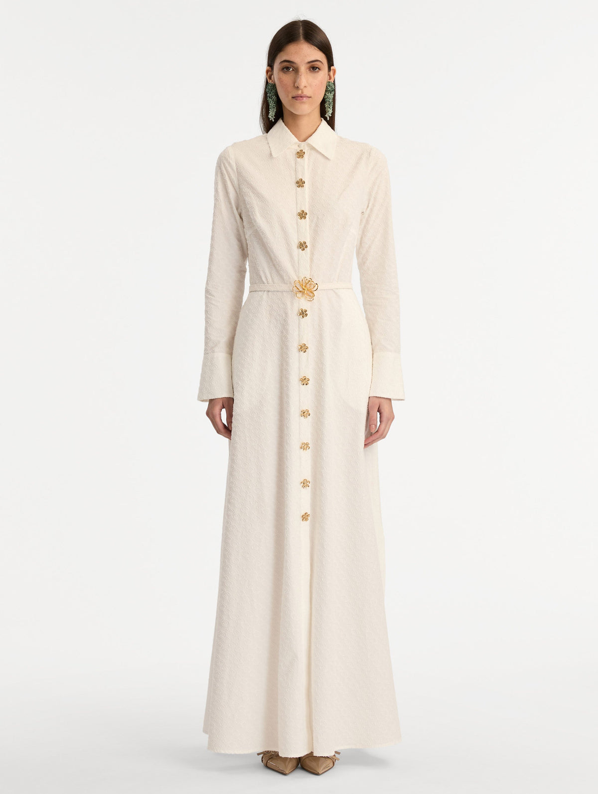 Elegant Buttoned Floor-Length Dress