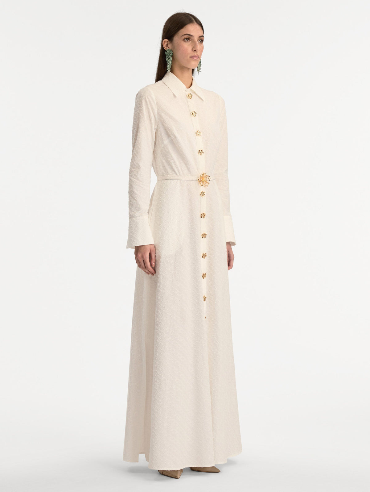 Elegant Buttoned Floor-Length Dress