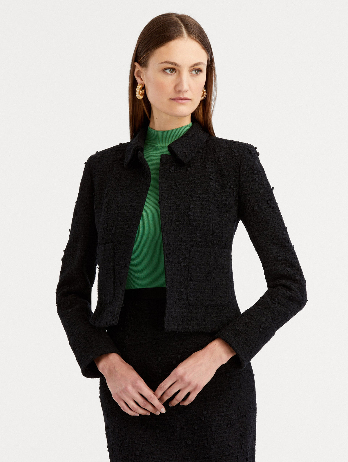 Black Tweed Cropped Jacket