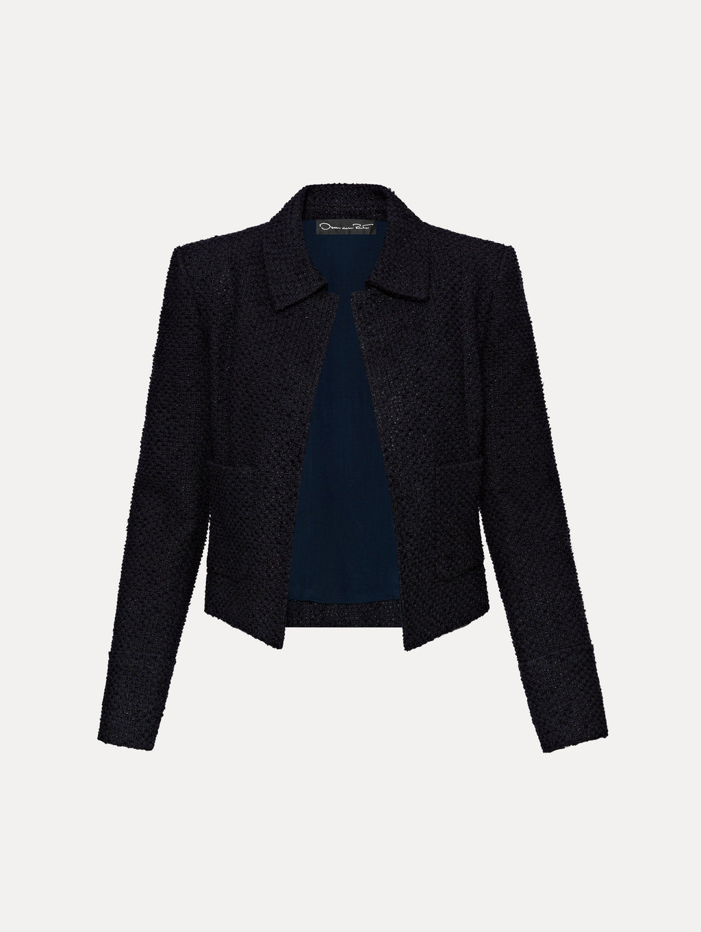 Cropped Tweed Long-Sleeve Jacket