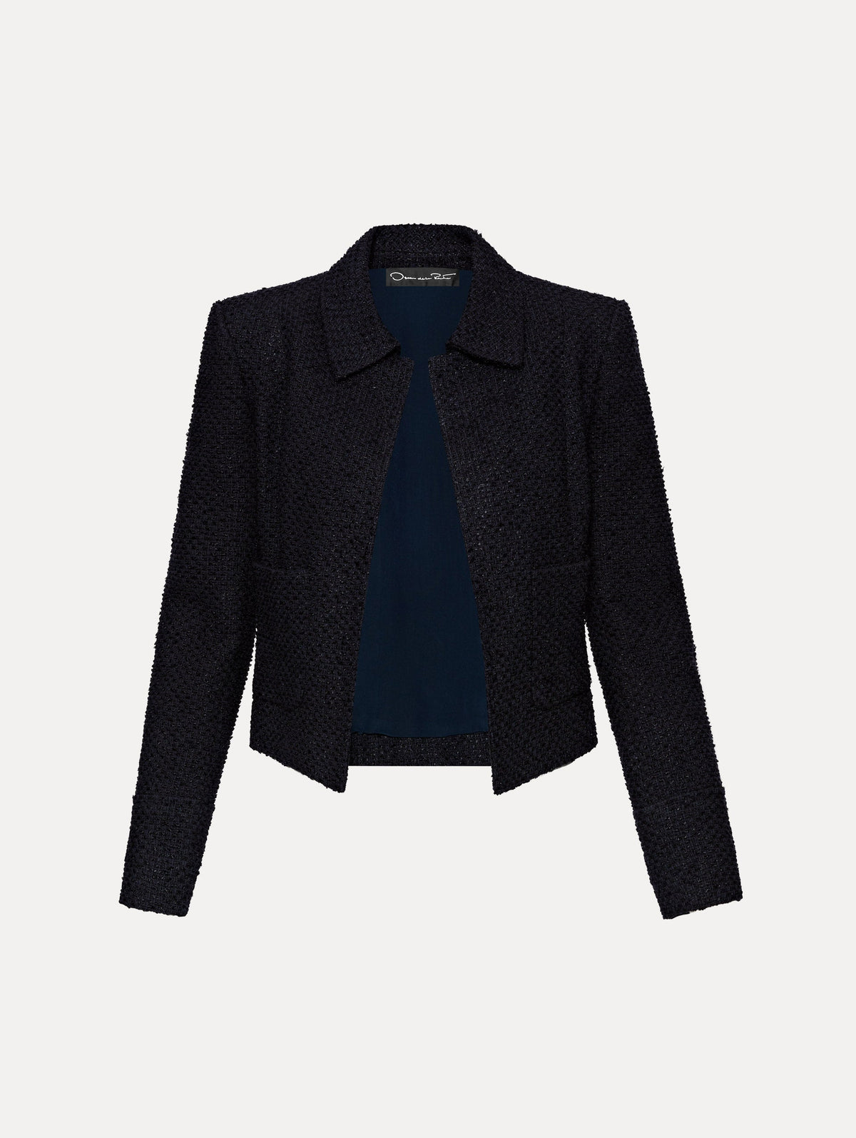 Cropped Tweed Long-Sleeve Jacket