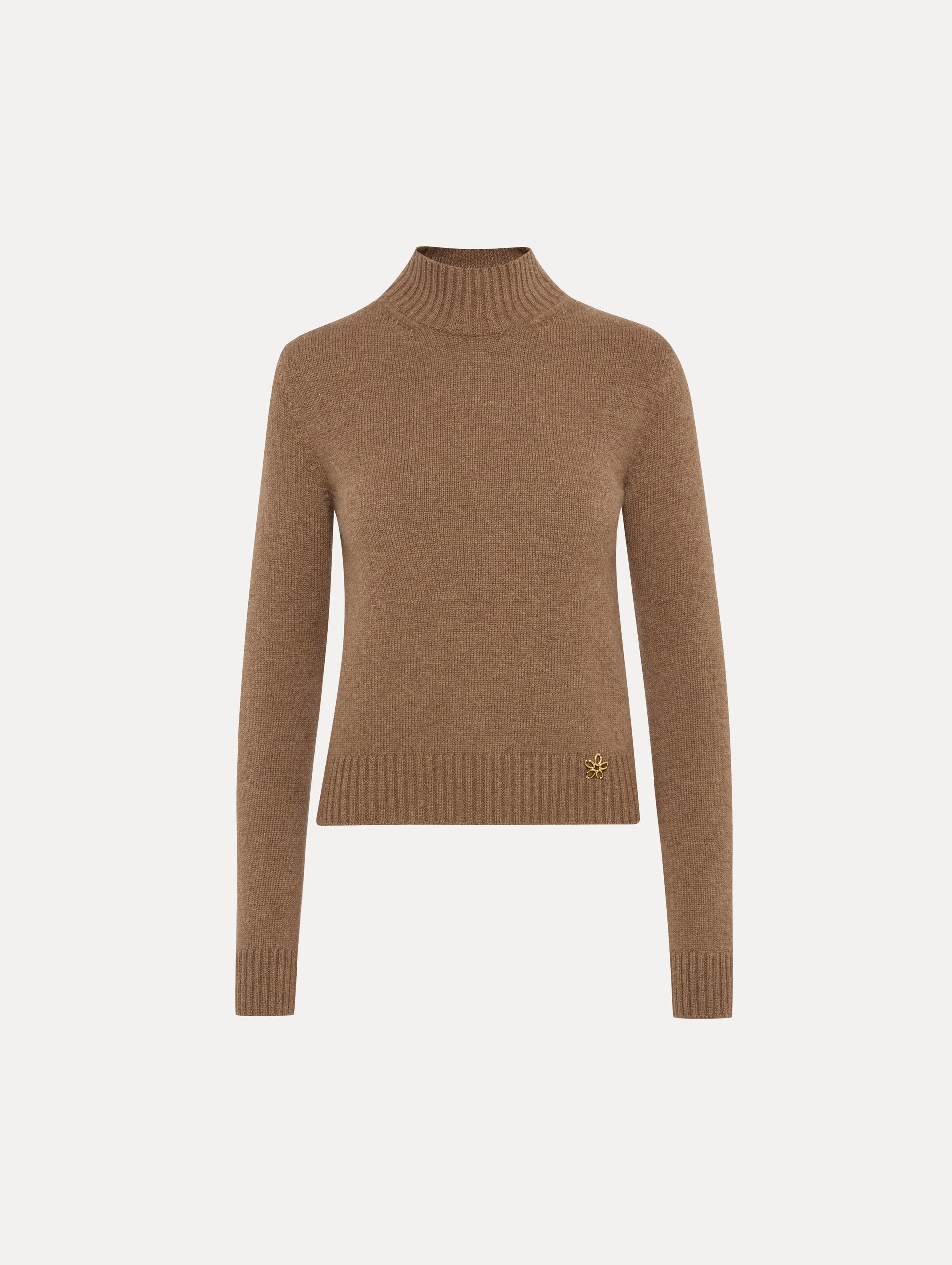 Brown Minimalist Turtleneck Sweater‌