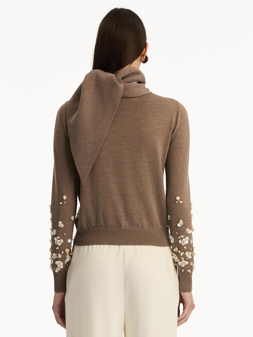 Sequined Brown Turtleneck Sweater