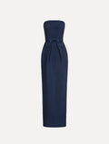 Bow-Tied Strapless Floor-Length Dress