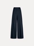 Navy High-Waisted Wide Leg Trousers