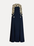 Elegant Floral-Trimmed Maxi Dress‌
