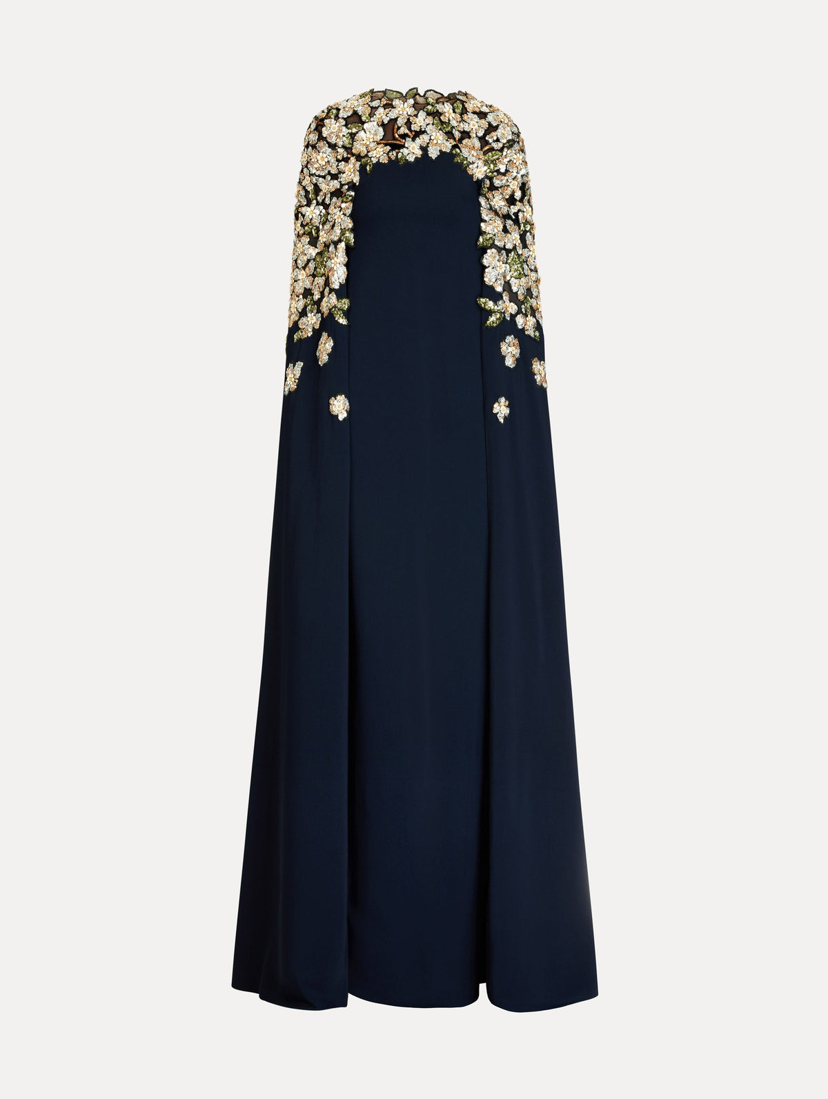 Elegant Floral-Trimmed Maxi Dress‌