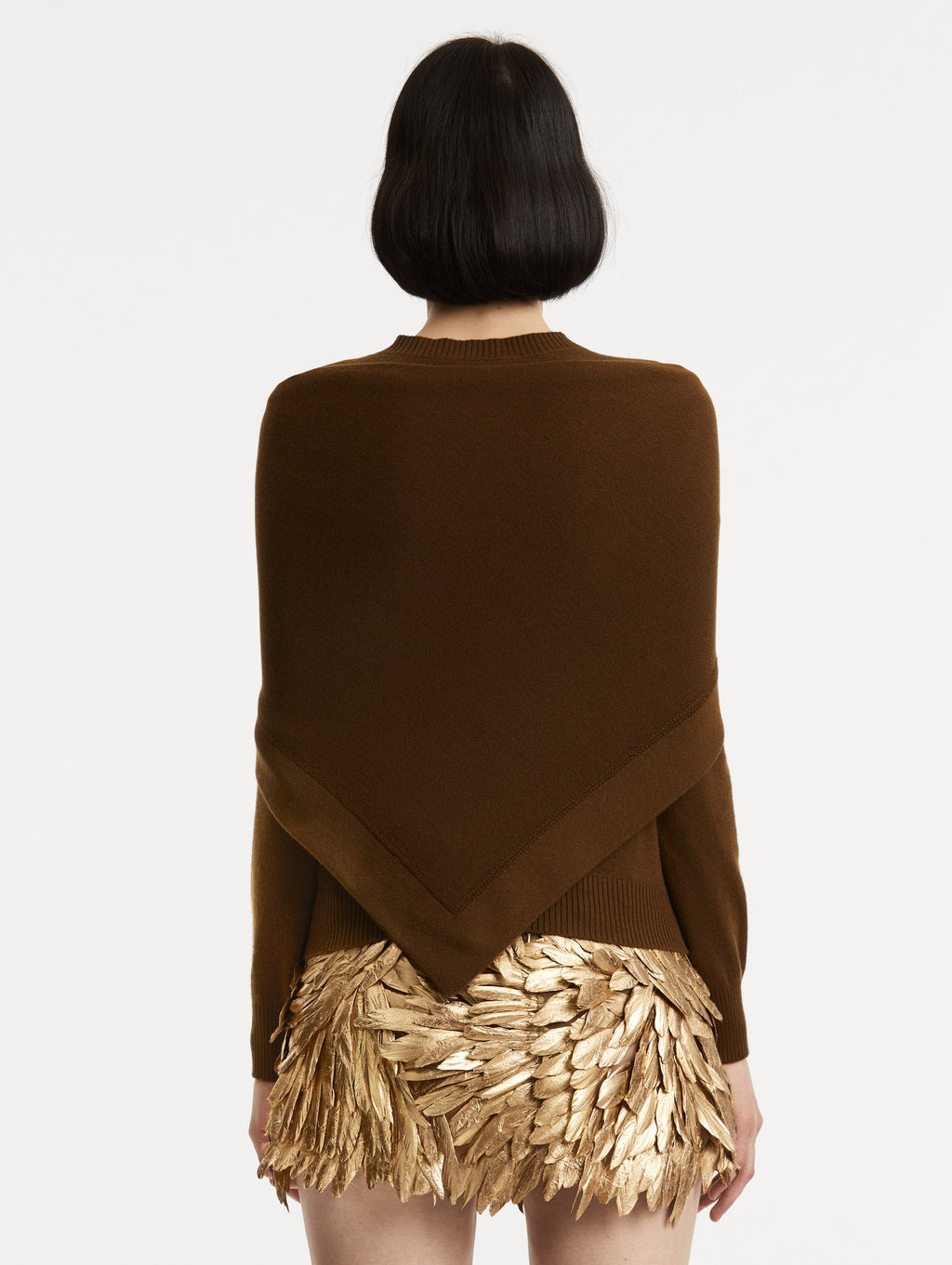 Brown Ribbed Long Sleeve Sweater‌