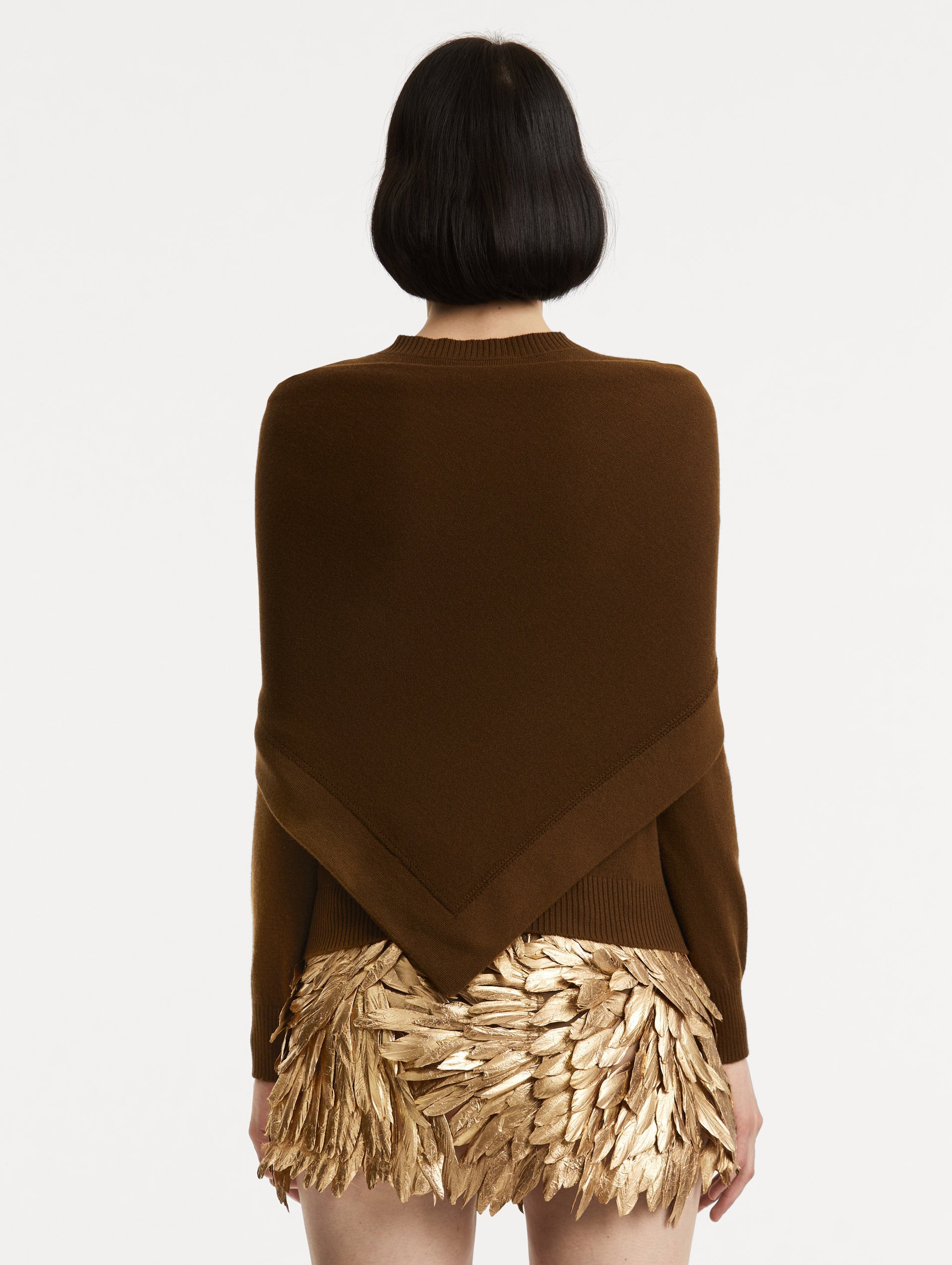 Brown Ribbed Long Sleeve Sweater‌