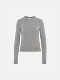 Grey Ribbed Hem Crewneck Sweater‌