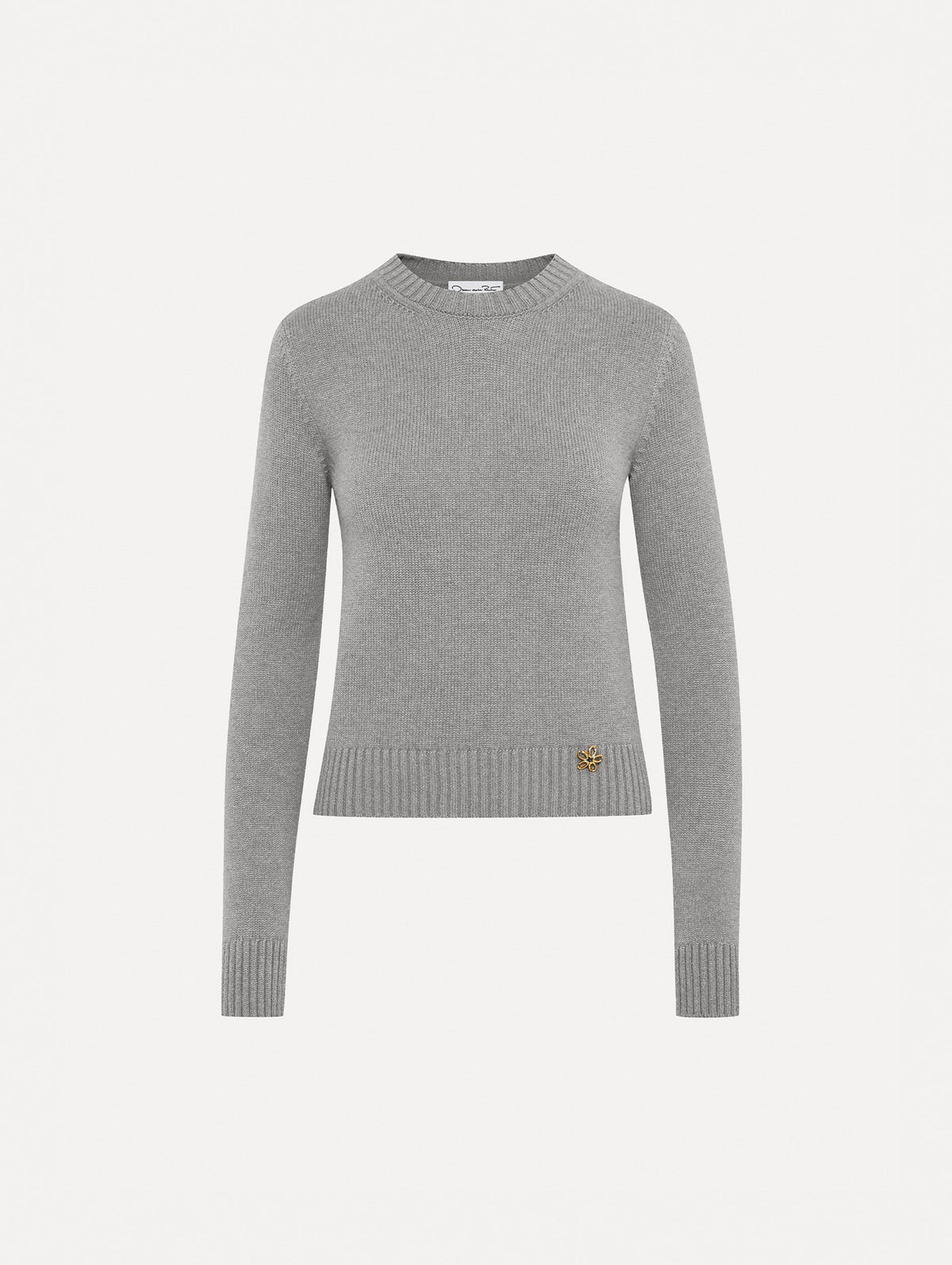 Grey Ribbed Hem Crewneck Sweater‌