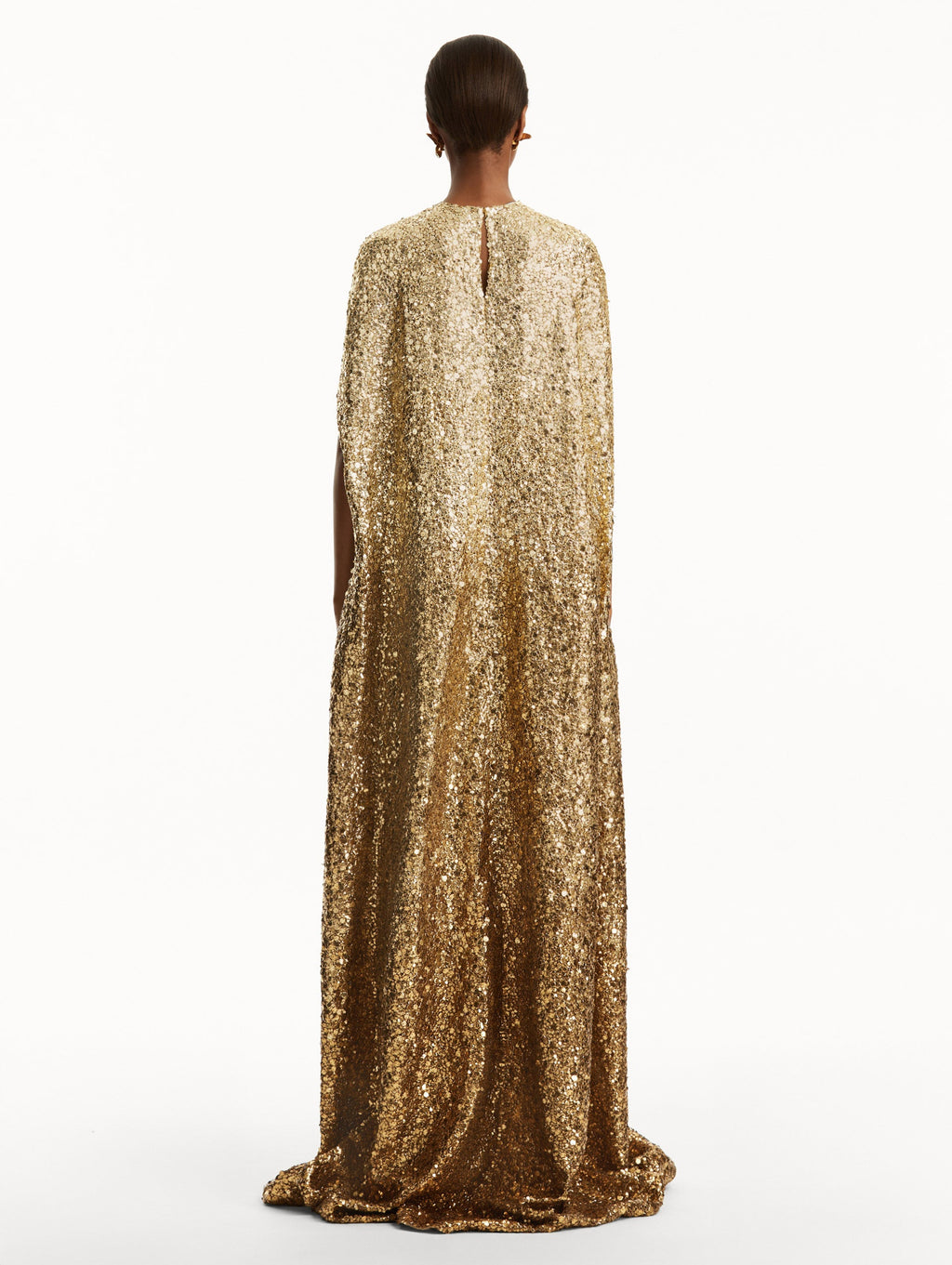 Long-Sleeve Gold sequin Evening Gown