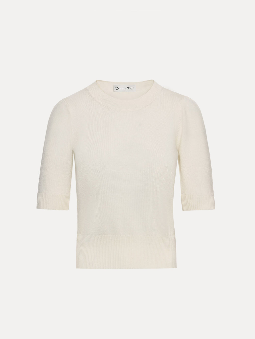 Cream Ribbed Short-Sleeve Sweater