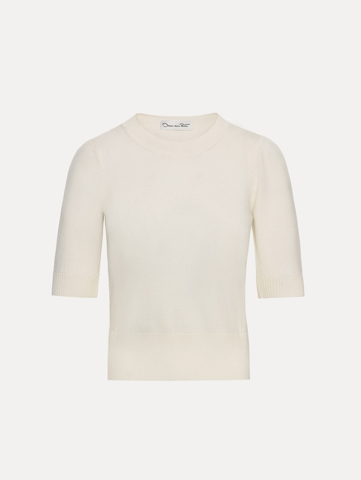 Cream Ribbed Short-Sleeve Sweater